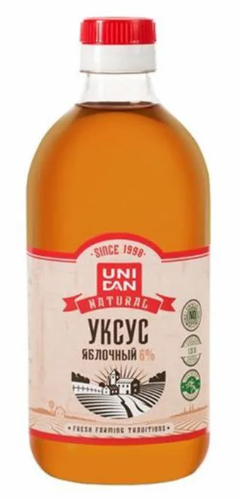 Уксус яблочный натуральный 6% ЮНИДАН  500г*8шт