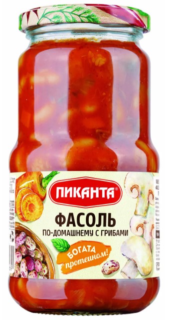 Фасоль по-домашнему с грибами ПИКАНТА 470г*6шт